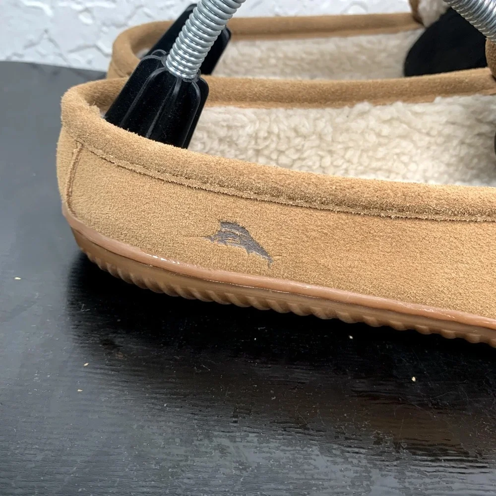 Tommy Bahama Slip On Mens Size 9 Tan Brown Faux Fur Comfort Shoes‎ TB6102S